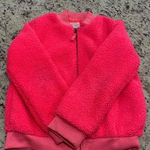Girls pink fleece bomber jacket